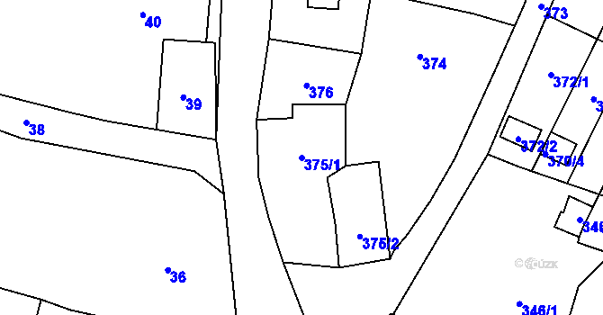 Parcela st. 375/1 v KÚ Moravský Beroun, Katastrální mapa