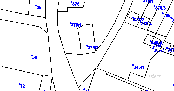 Parcela st. 375/2 v KÚ Moravský Beroun, Katastrální mapa
