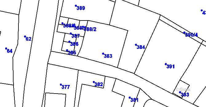 Parcela st. 383 v KÚ Moravský Beroun, Katastrální mapa