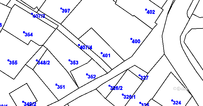 Parcela st. 401 v KÚ Moravský Beroun, Katastrální mapa