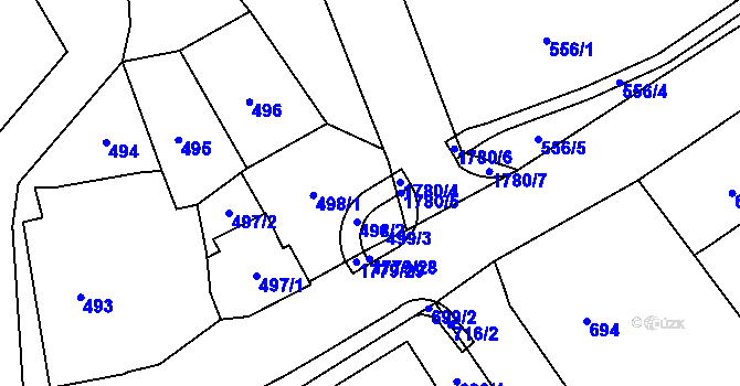 Parcela st. 499 v KÚ Moravský Beroun, Katastrální mapa