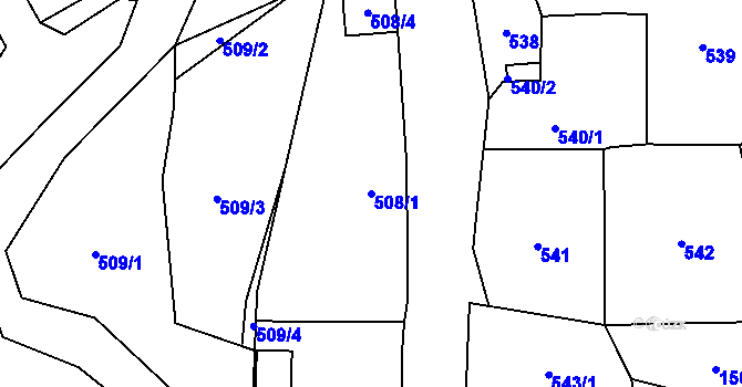 Parcela st. 508/1 v KÚ Moravský Beroun, Katastrální mapa