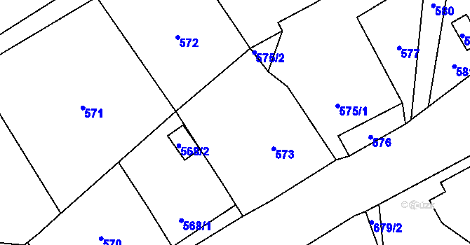 Parcela st. 573 v KÚ Moravský Beroun, Katastrální mapa