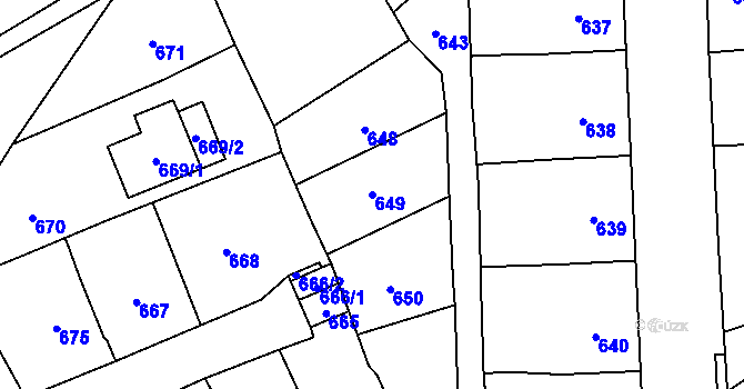 Parcela st. 649 v KÚ Moravský Beroun, Katastrální mapa