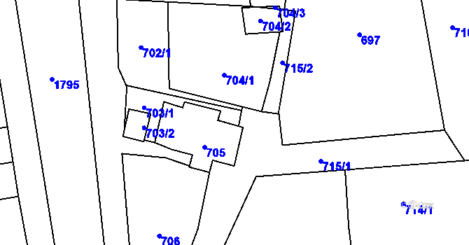 Parcela st. 702/2 v KÚ Moravský Beroun, Katastrální mapa