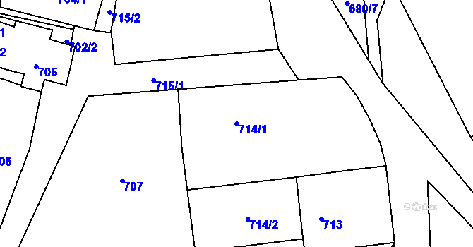 Parcela st. 714/1 v KÚ Moravský Beroun, Katastrální mapa
