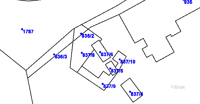 Parcela st. 837/6 v KÚ Moravský Beroun, Katastrální mapa