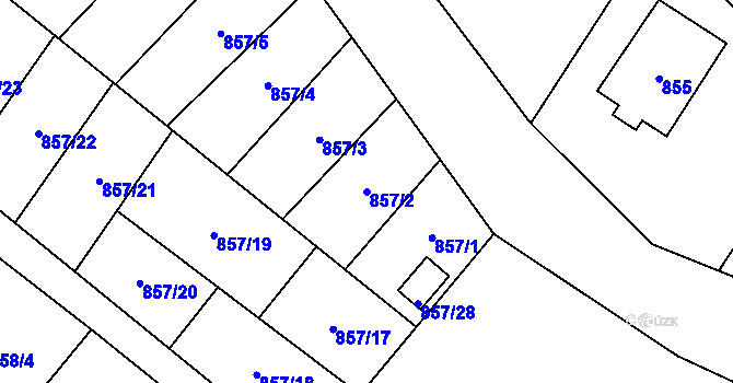 Parcela st. 857/2 v KÚ Moravský Beroun, Katastrální mapa