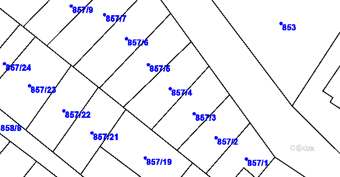 Parcela st. 857/4 v KÚ Moravský Beroun, Katastrální mapa