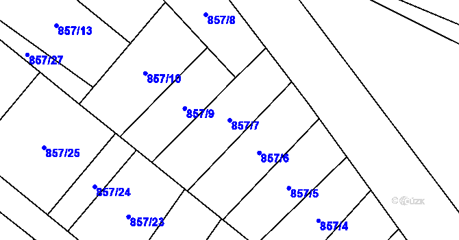Parcela st. 857/7 v KÚ Moravský Beroun, Katastrální mapa
