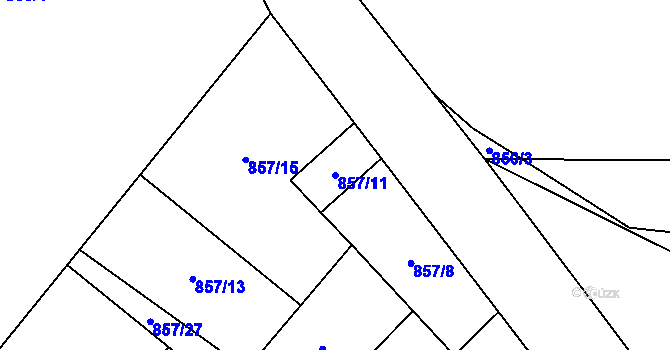 Parcela st. 857/11 v KÚ Moravský Beroun, Katastrální mapa