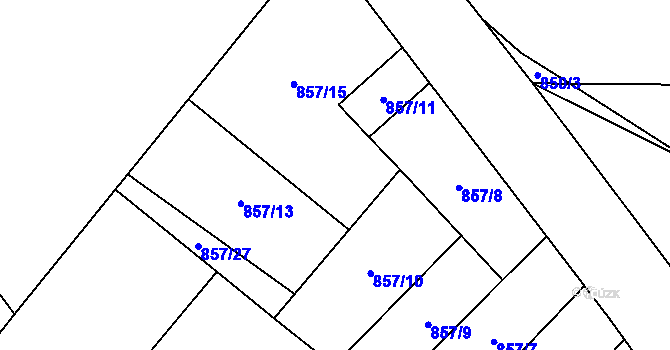 Parcela st. 857/12 v KÚ Moravský Beroun, Katastrální mapa