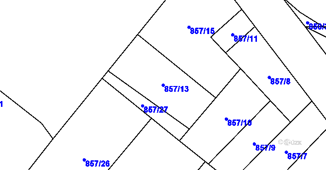 Parcela st. 857/13 v KÚ Moravský Beroun, Katastrální mapa