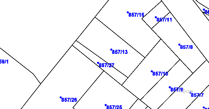 Parcela st. 857/14 v KÚ Moravský Beroun, Katastrální mapa