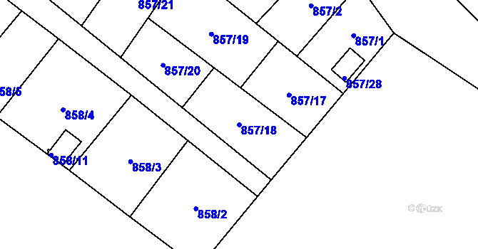 Parcela st. 857/18 v KÚ Moravský Beroun, Katastrální mapa