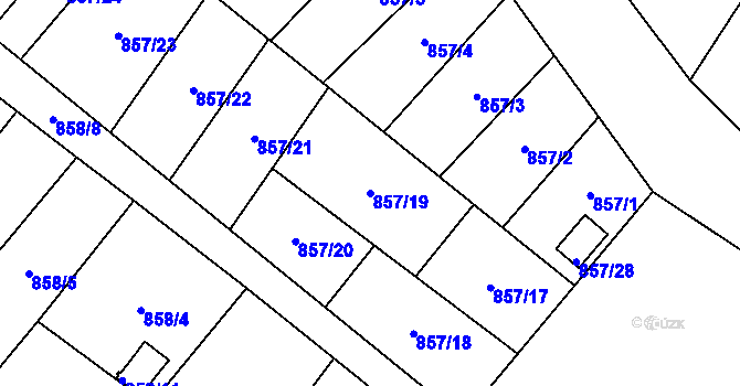 Parcela st. 857/19 v KÚ Moravský Beroun, Katastrální mapa