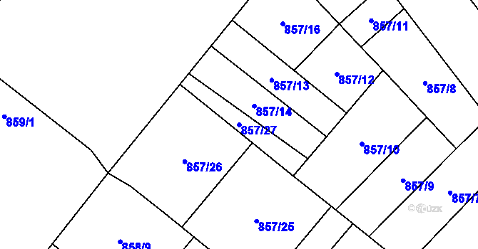 Parcela st. 857/27 v KÚ Moravský Beroun, Katastrální mapa