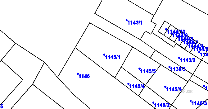 Parcela st. 1145/1 v KÚ Moravský Beroun, Katastrální mapa