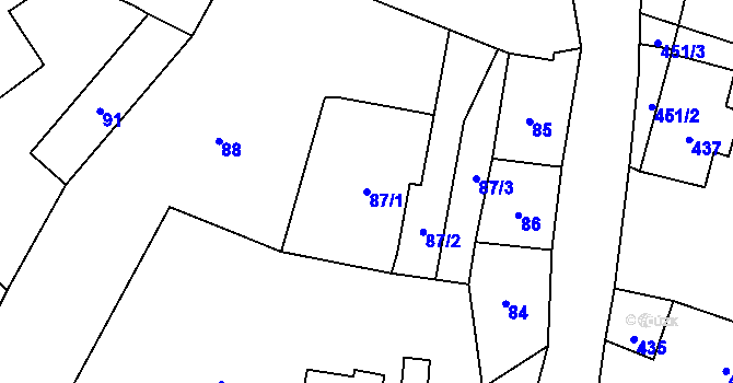 Parcela st. 87/1 v KÚ Moravský Beroun, Katastrální mapa