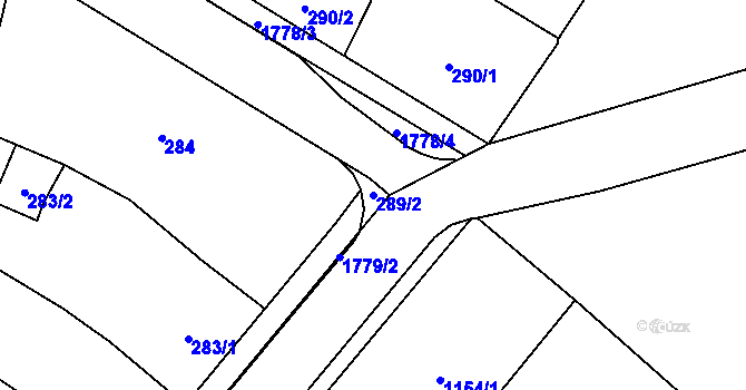 Parcela st. 289/2 v KÚ Moravský Beroun, Katastrální mapa