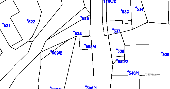 Parcela st. 508/4 v KÚ Moravský Beroun, Katastrální mapa