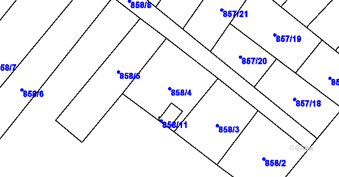 Parcela st. 858/4 v KÚ Moravský Beroun, Katastrální mapa