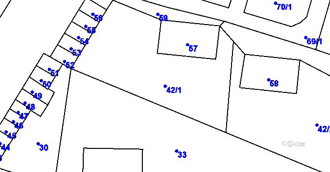 Parcela st. 42/1 v KÚ Moravský Beroun, Katastrální mapa