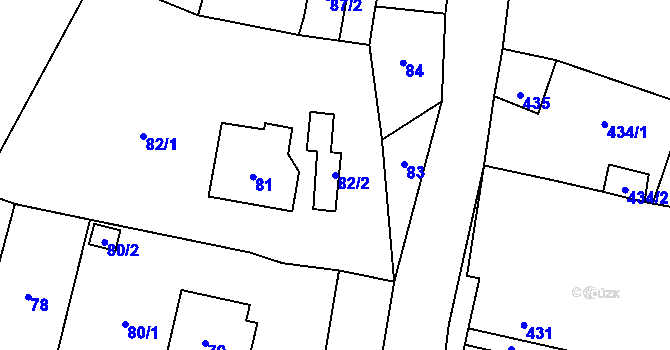 Parcela st. 82/2 v KÚ Moravský Beroun, Katastrální mapa