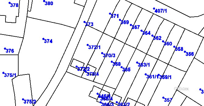 Parcela st. 370/3 v KÚ Moravský Beroun, Katastrální mapa