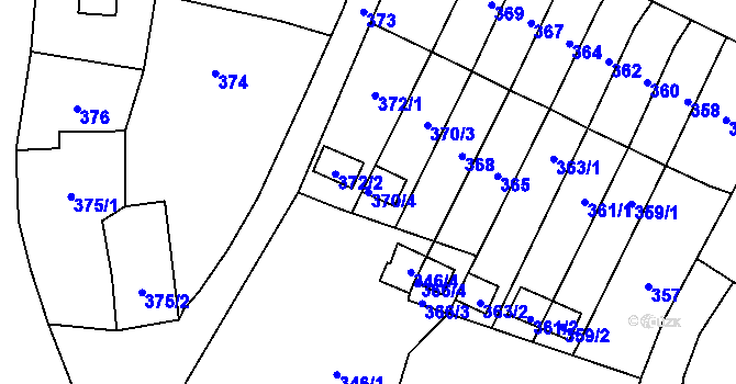 Parcela st. 370/4 v KÚ Moravský Beroun, Katastrální mapa