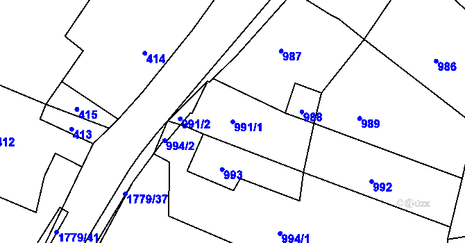 Parcela st. 991/1 v KÚ Moravský Beroun, Katastrální mapa