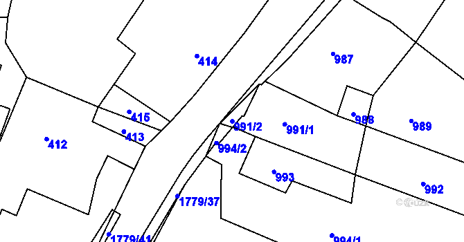 Parcela st. 991/2 v KÚ Moravský Beroun, Katastrální mapa