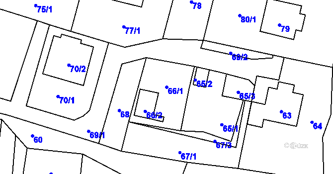Parcela st. 66/1 v KÚ Moravský Beroun, Katastrální mapa