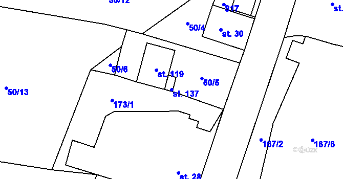 Parcela st. 137 v KÚ Nové Valteřice, Katastrální mapa