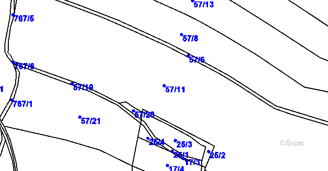 Parcela st. 57/11 v KÚ Nové Valteřice, Katastrální mapa