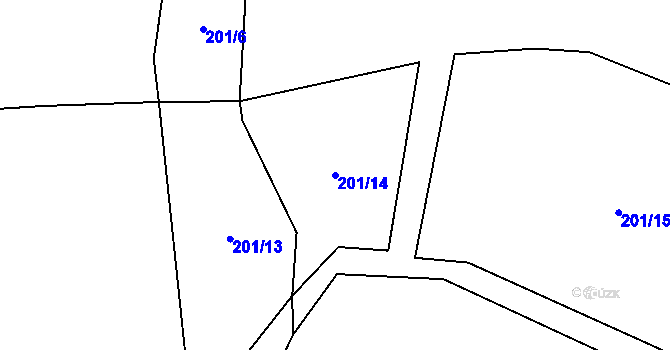 Parcela st. 201/14 v KÚ Nové Valteřice, Katastrální mapa