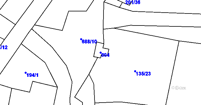 Parcela st. 804 v KÚ Nové Valteřice, Katastrální mapa