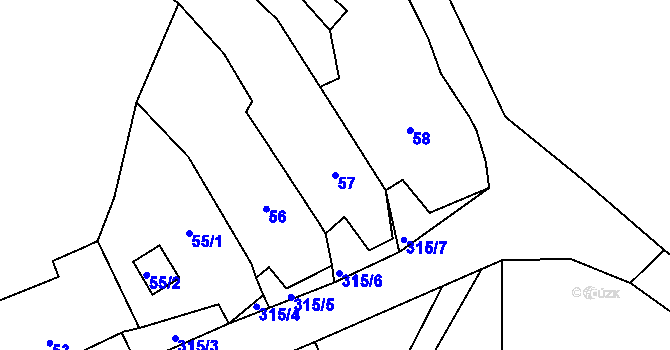 Parcela st. 57 v KÚ Ondrášov, Katastrální mapa
