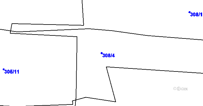 Parcela st. 308/4 v KÚ Ondrášov, Katastrální mapa