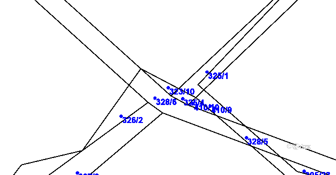 Parcela st. 323/10 v KÚ Ondrášov, Katastrální mapa