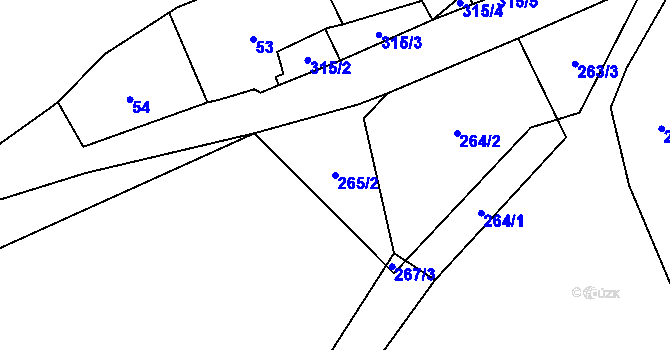 Parcela st. 265/2 v KÚ Ondrášov, Katastrální mapa