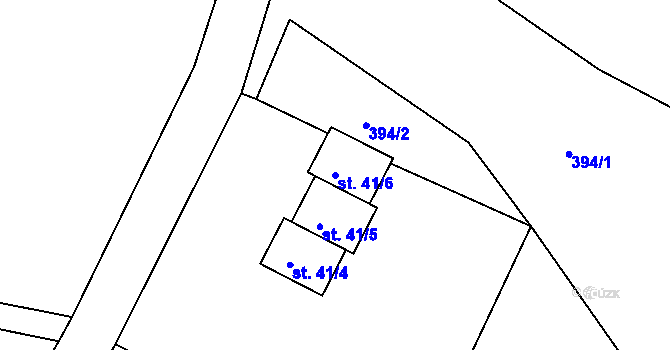 Parcela st. 41/6 v KÚ Sedm Dvorů, Katastrální mapa