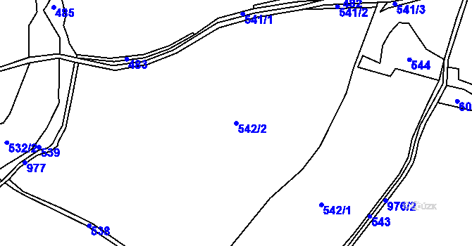 Parcela st. 542/2 v KÚ Sedm Dvorů, Katastrální mapa
