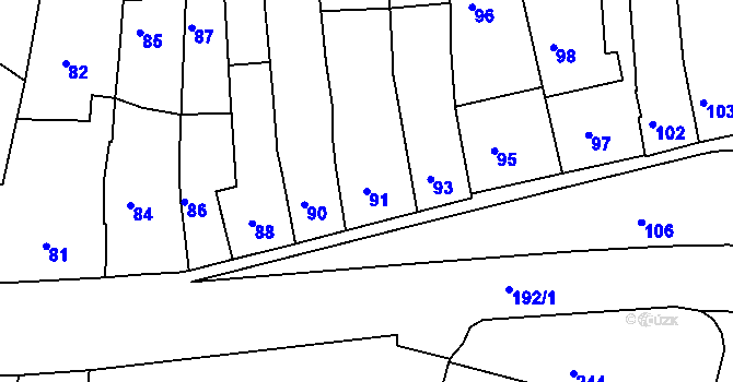 Parcela st. 91 v KÚ Moravský Krumlov, Katastrální mapa