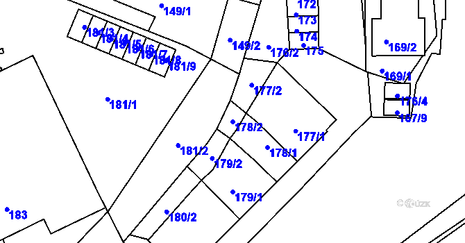 Parcela st. 178/2 v KÚ Moravský Krumlov, Katastrální mapa