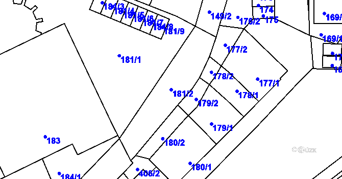 Parcela st. 181/2 v KÚ Moravský Krumlov, Katastrální mapa