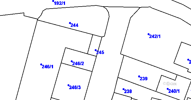 Parcela st. 245 v KÚ Moravský Krumlov, Katastrální mapa