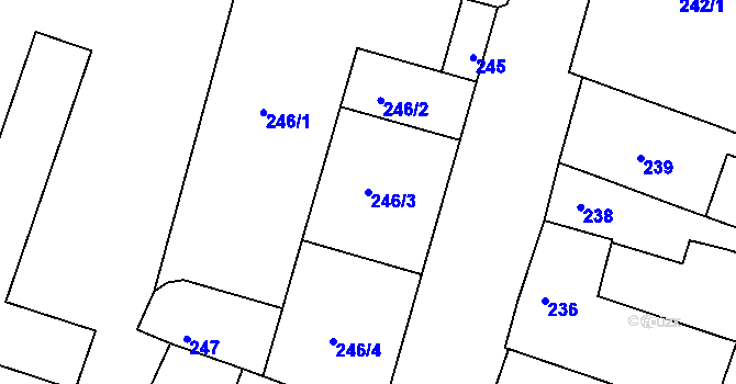 Parcela st. 246/3 v KÚ Moravský Krumlov, Katastrální mapa