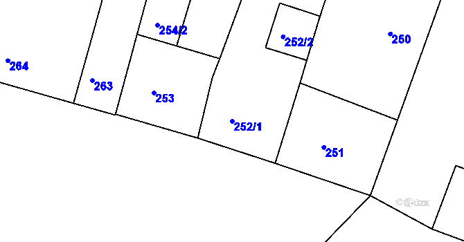 Parcela st. 252/1 v KÚ Moravský Krumlov, Katastrální mapa