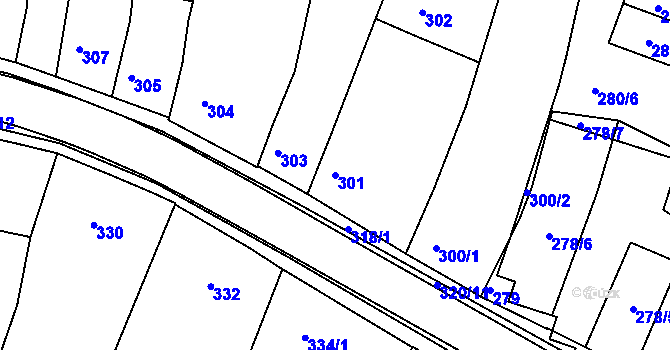 Parcela st. 301 v KÚ Moravský Krumlov, Katastrální mapa